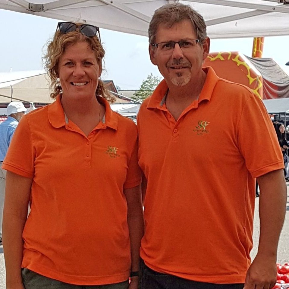 Paul and Elaine at the St Jacobs farmers market from Spruce Ridge Farm, Rodney, Ontario.